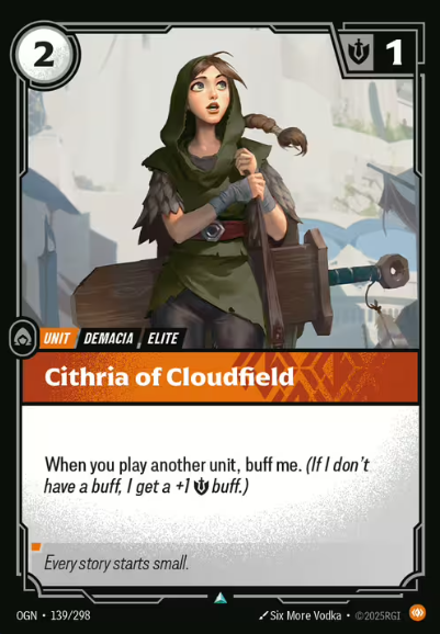There’s something quietly courageous about Cithria of Cloudfield. At first glance, the card doesn’t shout.
It breathes. In a set full of lightning