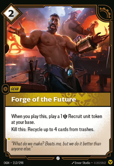 The moment your eyes land on Forge of the Future, it’s impossible not to feel the sheer charisma radiating off the card.