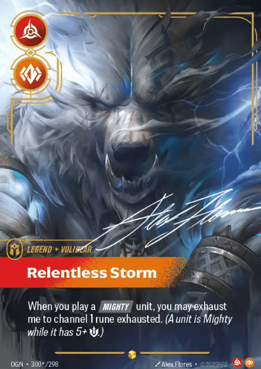 The moment your eyes land on Relentless Storm, you don’t just see Volibear—you feel him.